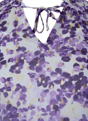 Zizzi Tunika mit Blumendruck und Lurex, Beige/Purple Flower, Packshot image number 2