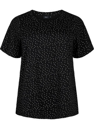 Zizzi T-Shirt aus Bio-Baumwolle mit Punktmuster	, Black w. White Dot, Packshot image number 0