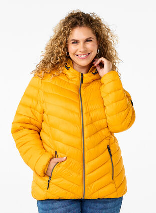 Zizzi Leichte Jacke mit Kapuze, Golden Orange, Model image number 0