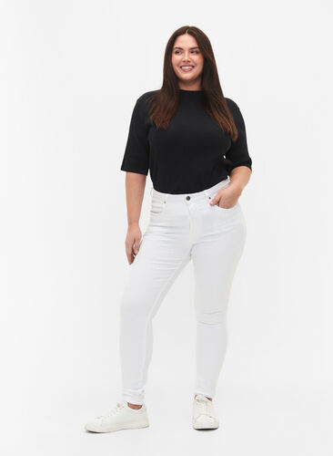 Zizzi Super Slim Amy Jeans mit hoher Taille, White, Model image number 0