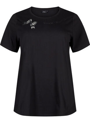 Zizzi T-Shirt aus Bio-Baumwolle mit Schleifendetail, Black, Packshot image number 0