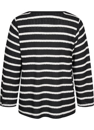 Zizzi Strickjacke mit Bindebändchen, Black White stripe, Packshot image number 1