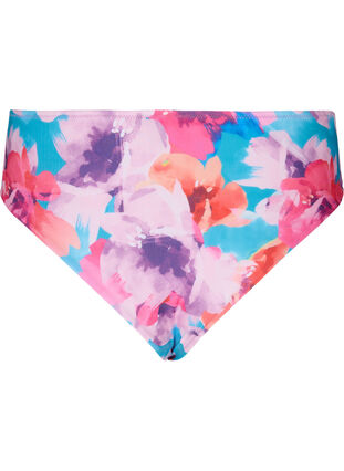 Zizzi Bikinihose mit Aufdruck und hoher Taille, Pink Flower, Packshot image number 1