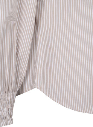 Zizzi Gestreiftes Hemd mit Smokdetail, Silver Mink Wh. St., Packshot image number 3