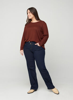 Zizzi Regular Fit Gemma Jeans mit hoher Taille, Blue denim, Model image number 5