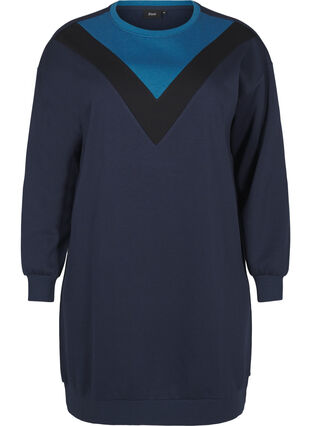 Zizzi Langes Sweatshirt mit Farbblock, Navy B. Color Block, Packshot image number 0