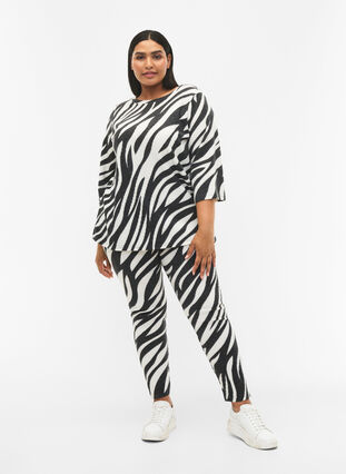 Zizzi Leggings mit Zebra-Print, White Zebra, Model image number 0