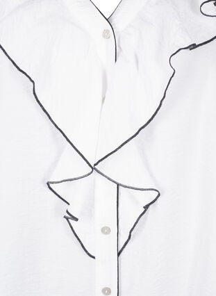 Zizzi Langärmelige Hemdbluse aus Viskose mit Rüsche, Bright White, Packshot image number 2