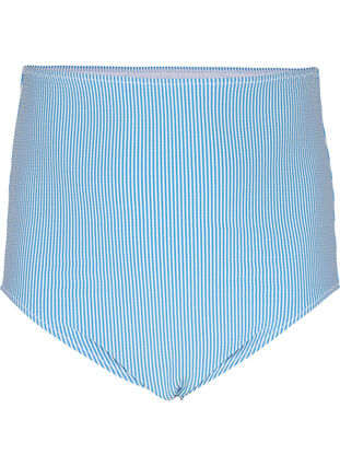 Zizzi Gestreiftes Bikini-Unterteil mit extra hoher Taille, BlueWhite Stripe AOP, Packshot image number 0
