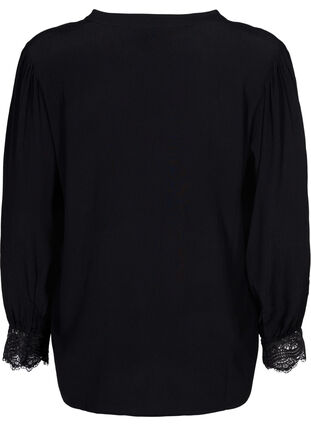 Zizzi Viskose-Shirt mit V-Ausschnitt, Black, Packshot image number 1