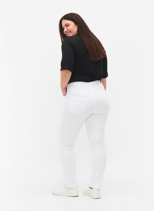 Zizzi Slim Fit Emily Jeans mit normaler Taillenhöhe, White, Model image number 1