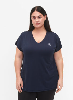 Zizzi Lockeres Trainings-T-Shirt mit V-Ausschnitt, Night Sky, Model image number 0