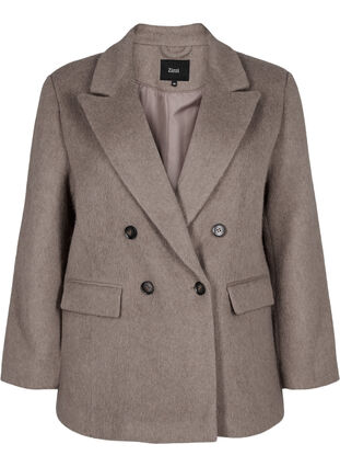 Zizzi Wollblazer mit angerauter Textur, Desert Taupe Mel., Packshot image number 0