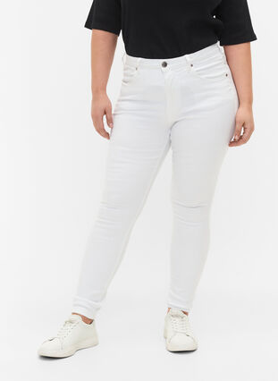 Zizzi Super Slim Amy Jeans mit hoher Taille, White, Model image number 2