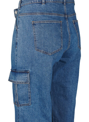 Zizzi Cargo-Jeans mit hoher Taille, Blue Denim, Packshot image number 3