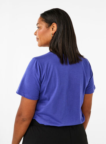 Zizzi FLASH - T-Shirt mit Motiv, Royal Blue Miami, Model image number 1