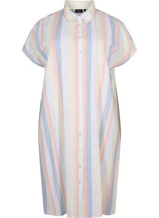 Zizzi Langes Hemd aus Baumwollmischung mit Leinen, Multi Color Stripe, Packshot image number 0