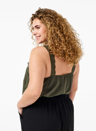 Zizzi Spitzentop aus Viskose, Thyme, Model image number 1