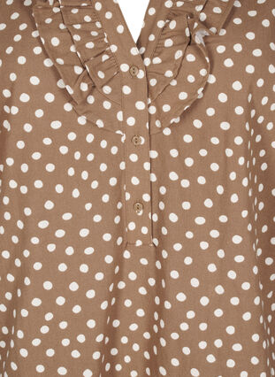 Zizzi Gepunktete Baumwollbluse mit 3/4-Arm, Coca Mocha Dot , Packshot image number 2