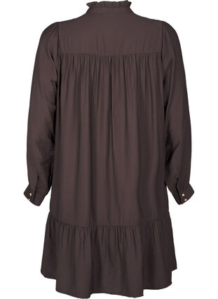 Zizzi Kurzes Kleid mit Rüschenkragen, Seal Brown, Packshot image number 1