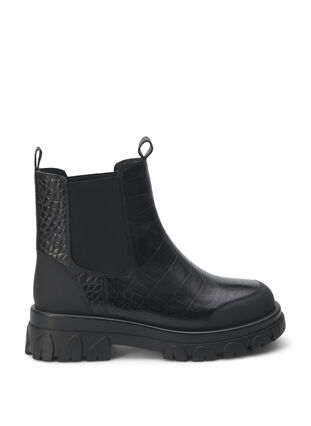 Zizzi Extra-Weite – Croco Chelsea-Stiefel aus Leder, Black, Packshot image number 0