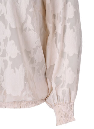 Zizzi  Jacquard-Bluse mit Smock-Muster, Warm Off-white, Packshot image number 2