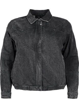 Zizzi Denim-Jacke mit verdecktem Reißverschluss, Dark Grey Denim, Packshot image number 0