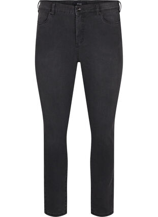 Zizzi Amy Jeans mit hoher Taille und extra schlanker Passform, Dark Grey Denim, Packshot image number 0