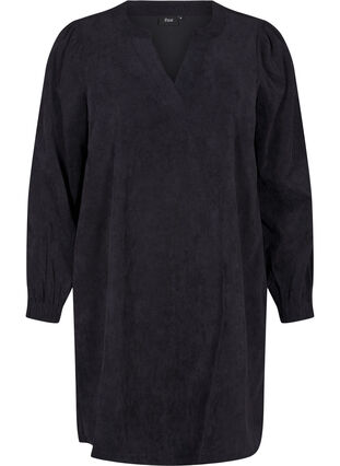 Zizzi Kurzes Samtkleid mit langen Ärmeln, Black, Packshot image number 0