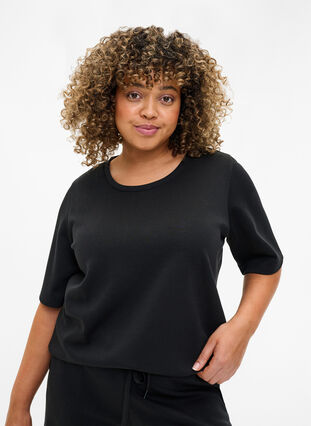 Zizzi T-Shirt aus Modalgemisch, Black, Model image number 0