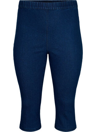 Zizzi FLASH - Hoch taillierte Capri-Hose aus Denim mit Slim Fit, Blue denim, Packshot image number 0
