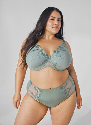 Zizzi Hipster-Slip mit Stickerei und normaler Taille, Iceberg Green, Image image number 0