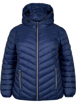 Zizzi Leichte Jacke mit Kapuze, Navy Blazer, Packshot image number 0