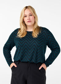 Gemusterte Bluse mit langen Ärmeln, Scarab ZigZag, Model