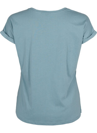 Zizzi Kurzärmliges T-Shirt aus einer Baumwollmischung, Smoke Blue, Packshot image number 1