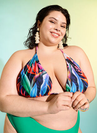 Zizzi Triangel-Bikini-BH mit Muster, Bright Leaf, Image image number 0