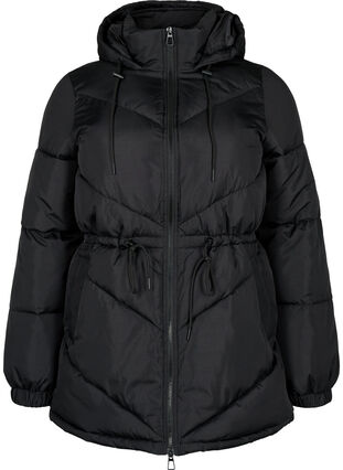 Zizzi Pufferwinterjacke mit Kapuze, Black, Packshot image number 0