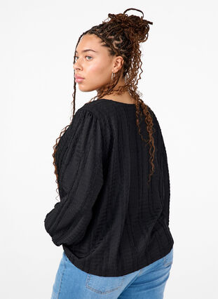 Zizzi Strickjacke mit Bändern, Black, Model image number 1