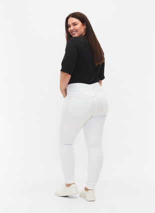 Zizzi Super Slim Amy Jeans mit hoher Taille, White, Model image number 1