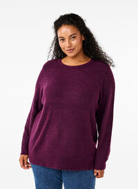 Melange-Pullover mit Rundhalsausschnitt, Potent Purple Mel., Model