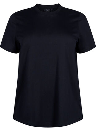 Zizzi Basic-T-Shirt aus Baumwolle mit Rundhalsausschnitt, Black, Packshot image number 0