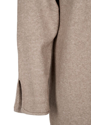 Zizzi Strickkleid mit Rundhalsausschnitt und Schlitz, Desert Taupe Mel., Packshot image number 3