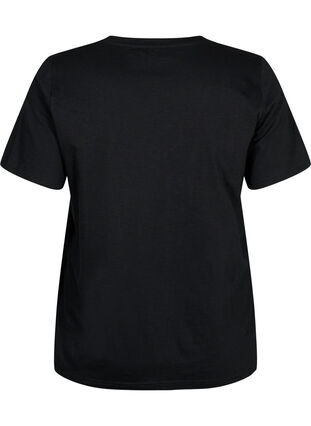 Zizzi Kurzärmeliges Basic T-Shirt mit V-Ausschnitt, Black, Packshot image number 1