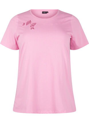 Zizzi T-Shirt aus Bio-Baumwolle mit Schleifendetail, Rosebloom, Packshot image number 0