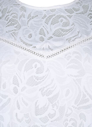 Zizzi Bluse mit Spitze und kurzen Ärmeln, Bright White, Packshot image number 2
