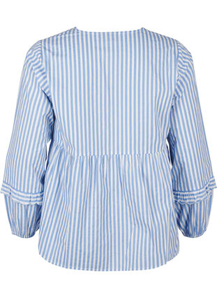 Zizzi Gestreifte Bluse mit offener Vorderseite und Stickereien, C. Blue White Stripe, Packshot image number 1