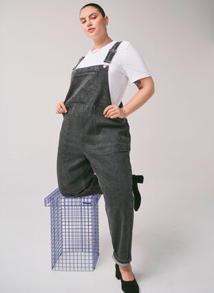 Zizzi Jeans-Overall, Dark Grey Denim, Image image number 0