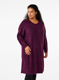 Langärmeliges Kleid aus Rippstrick, Potent Purple Mel., Model