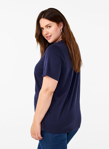 Zizzi FLASH - T-Shirt mit Motiv, Navy B. Silver Faith, Model image number 1