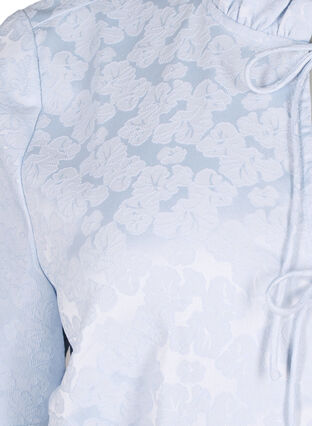 Zizzi Kurzärmelige Jacquard-Bluse mit Schleifen, Ancient Water, Packshot image number 2